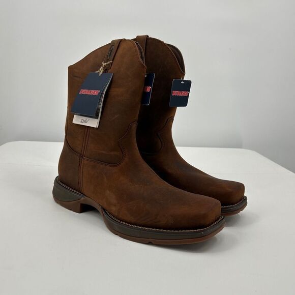 NWT Durango DB5444 Brown Leather Square Toe Slip-On Western Boots - Picture 1 of 8